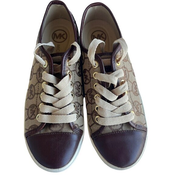 MICHAEL KORS City Sneaker Signature MK Jacquard Brown Size 6.5‎ - Picture 13 of 16